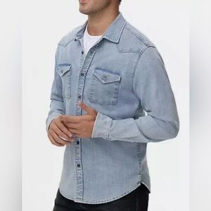 Frye Men's Western Vintage Style Denim Button-Down Shirt Size S EUC